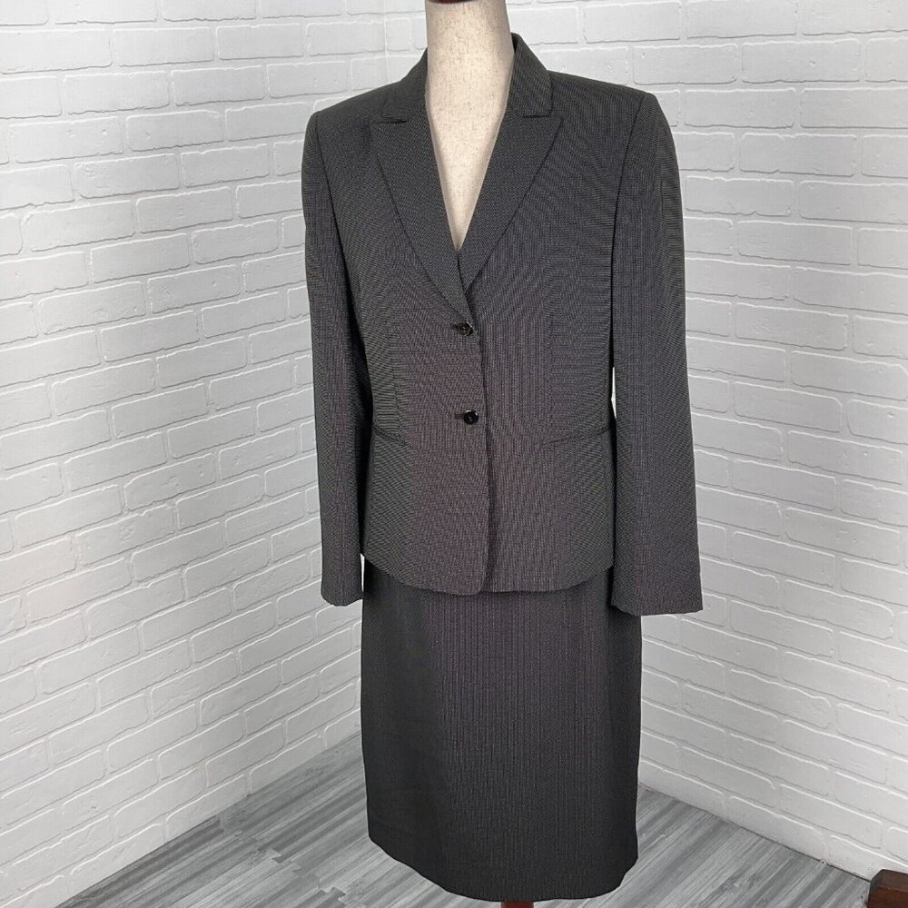 Stresa Skirt Suit Women 10/38  28W Black‎ White Polka Dot Classic Career NWT